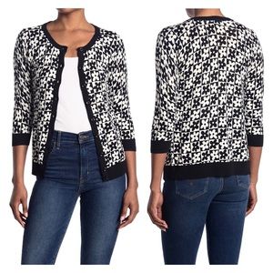 ModCloth Geo Check Flower Cardigan XXS